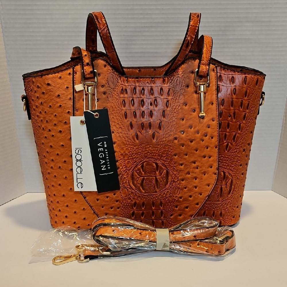 Orange Vegan Leather Tote Bag
